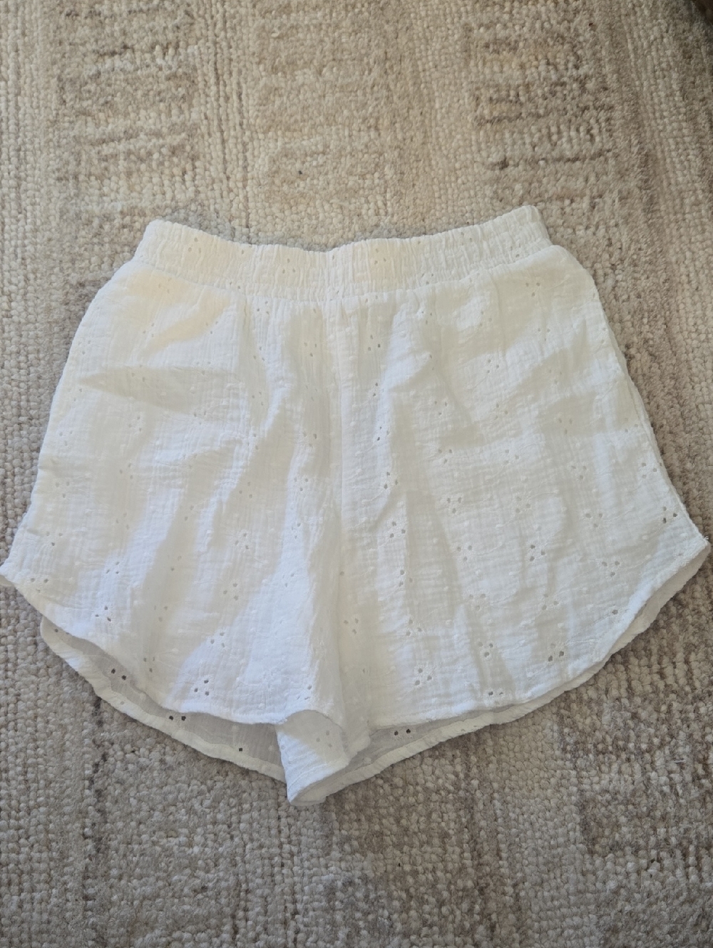 Lightweight White Eyelet Women's Shorts